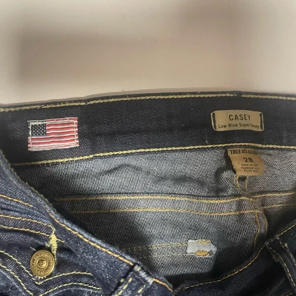 True Religion Casey Low Rise Super Skinny Stretch Dark Blue Denim Women's 28 - Picture 9 of 12